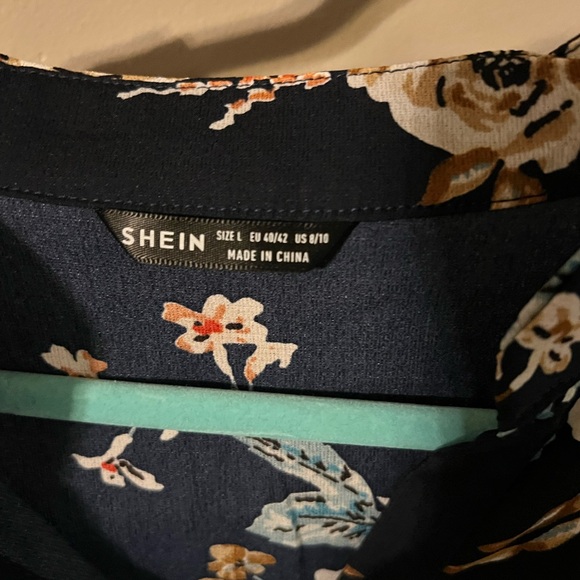 SHEIN blue flora dress size large - Picture 2 of 2